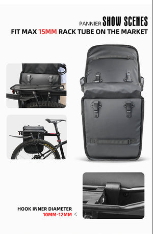 woegel dubbele fietstas - 40l - zwart