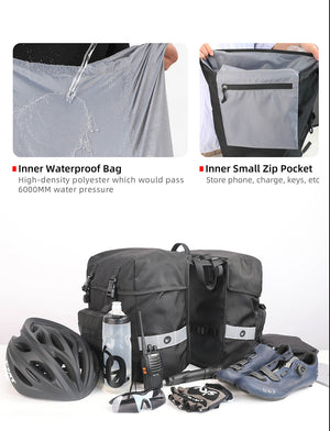 woegel dubbele fietstas - 40l - zwart