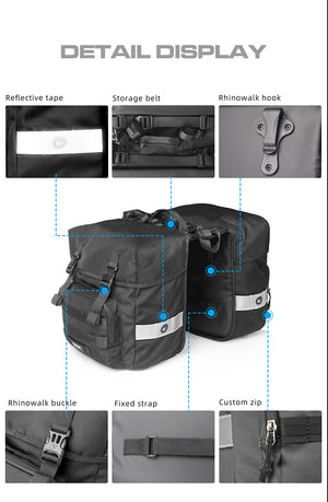 woegel dubbele fietstas - 40l - zwart