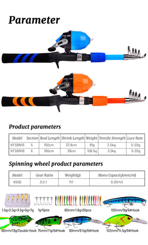 woegel hengelset – complete visset – vishengel + accessoires –  hengel van 1.75 meter inschuifbaar – voor beginners en gevorderden – oranje