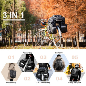 woegel fietstas - 65l - 3 delige set - upgrade - zwart - RHINOWALK®