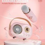 Woegel karaoke set A6 – met bluetooth en TF-kaart – retro roze