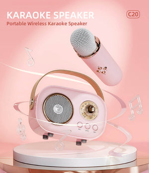 Woegel karaoke set A6 – met bluetooth en TF-kaart – retro roze