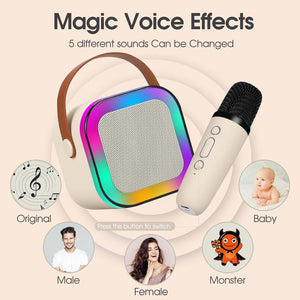 Woegel karaoke set A3-led – met bluetooth, TF-kaart en stemvervormer