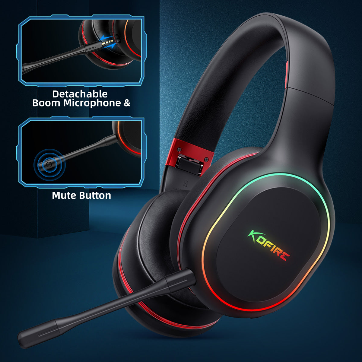 kofire UG-05 gaming headset - zwart-rood