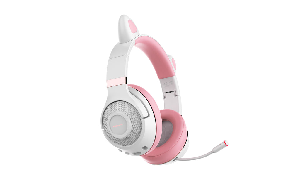 Woegel luky cat – draadloze gaming headset - roze