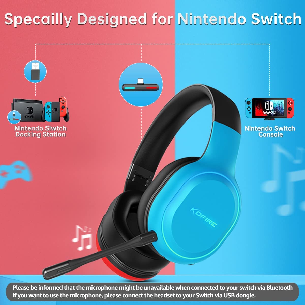 woegel UT-01 – draadloze gaming headset - Nintendo Switch